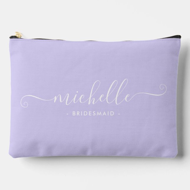 Chic Minimal Iris Purple Personalized Bridesmaid Accessory Pouch (Front)