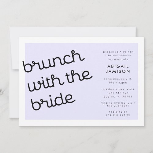 Chic Minimal Lavender Mod Script Bridal Brunch Invitation
