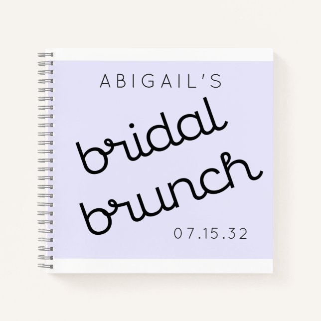 Chic Minimal Lavender Mod Script Brunch Notebook (Front)