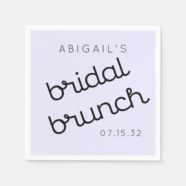 Chic Minimal Lavender Mod Script Brunch Paper Plat Napkins (Front)
