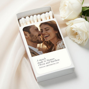 Chic Minimal Modern Photo Monogram Wedding Matchboxes
