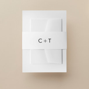 Chic Minimal Modern Plus Sign Monogram Wedding Invitation Belly Band