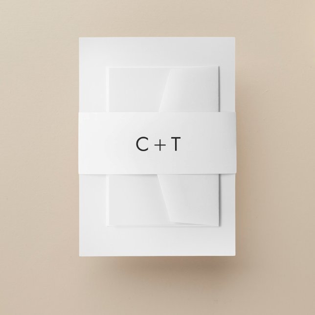 Chic Minimal Modern Plus Sign Monogram Wedding Invitation Belly Band (Creator Uploaded)