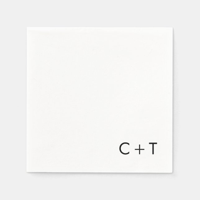 Chic Minimal Modern Plus Sign Monogram Wedding Napkins (Front)