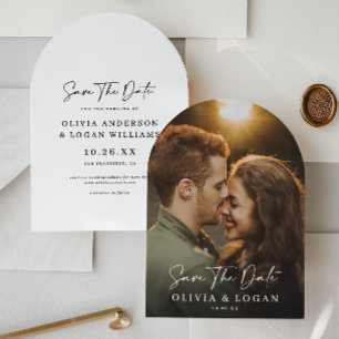 Chic Minimal Modern Script One Photo Wedding Save The Date