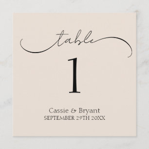 Chic Minimal Modern Script Wedding Table Number