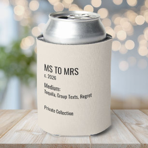 Chic Minimal Museum Label Bachelorette Party Favor Can Cooler
