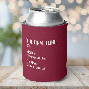Chic Minimal Museum Label Bachelorette Party Favor Can Cooler