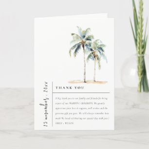 Chic Minimal Palm Trees Tropical Wedding Photo Letterpress Thank You Card