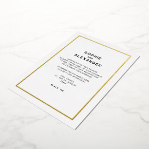 Chic Minimal Parisian French Gold Border Wedding Foil Invitation