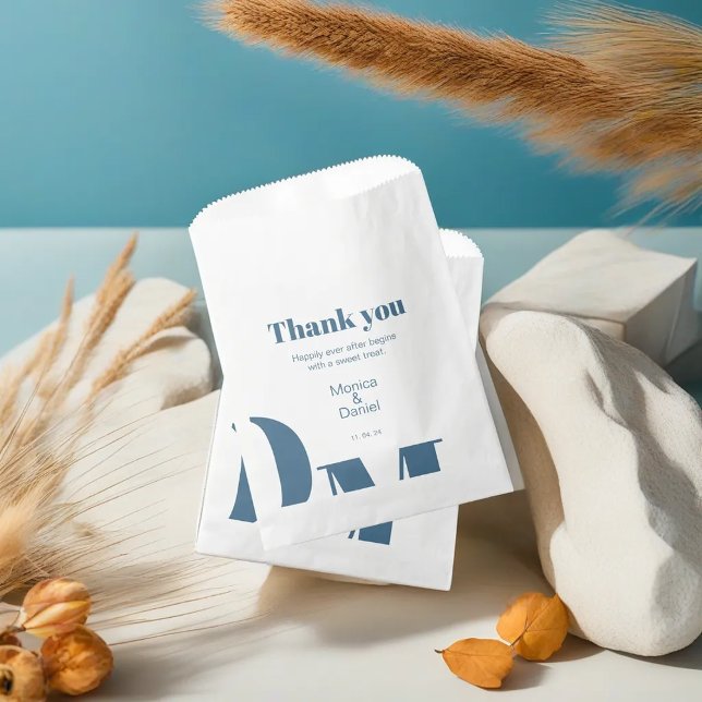 Chic minimal pastel blue wedding favor bag (Creator Uploaded)