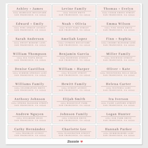 Chic Minimal Pink Wedding Guest Address Labels