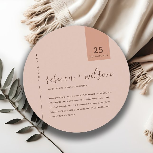Chic Minimal Rust Pink Peach Typography Wedding Thank You Card (Creator Uploaded)