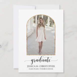Chic Minimal Script Arch Photo Graduation Party Invitation
