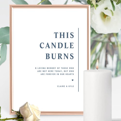 Chic Minimal This Candle Burns Blue Wedding Sign