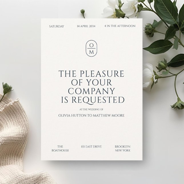 Chic Minimal Typography Monogram Wedding  Invitation (Creator Uploaded)