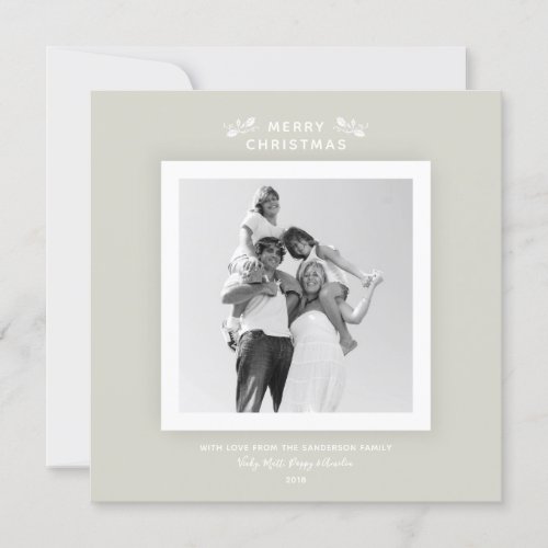 Chic Minimal Warm GrayBeige Christmas Photo Card