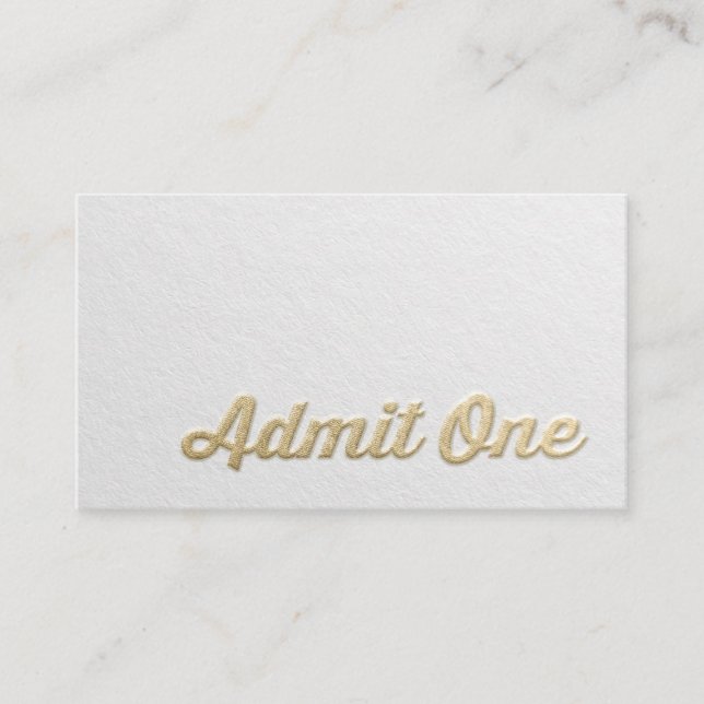 Chic Minimal White Gold Embossed Custom Text Logos Appointment Card (Front)