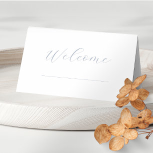 Chic Minimal White Script Wedding Table Place Card