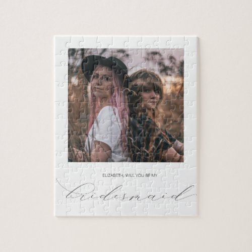 Chic Minimal Will You Be My Bridesmaid Photo Jigsaw Puzzle