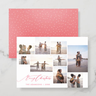 Chic Minimalist 9 Photo Collage Merry Christmas Letterpress Photo Cards