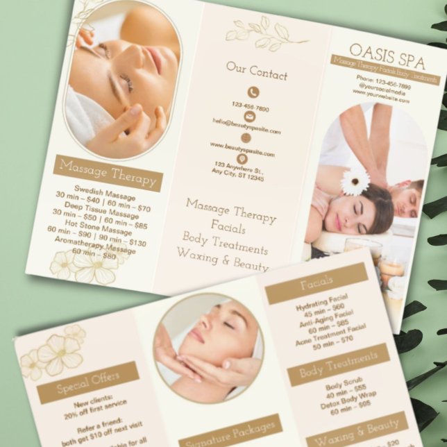 Chic Minimalist Beauty Salon SPA Massage Business Brochure (Chic Minimalist Beauty Salon SPA Massage Business Brochures)