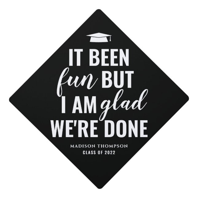 Chic Minimalist Black Graduation Graduation Cap Topper (Front)