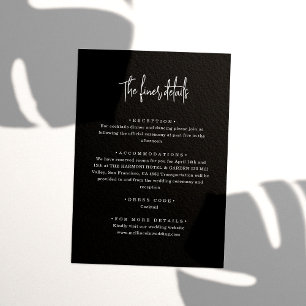 Chic Minimalist Black Handwritten Script Wedding Enclosure Card