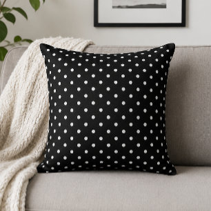 Chic Minimalist Black Polka Dot Throw Pillow