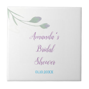 Chic Minimalist Bridal Shower Floral Ceramic Tile