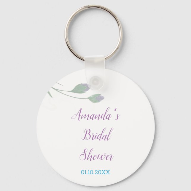 Chic Minimalist Bridal Shower Floral Keychain (Front)