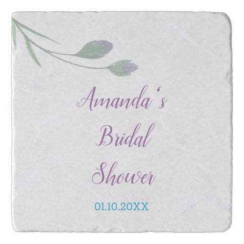 Chic Minimalist Bridal Shower Floral Trivet