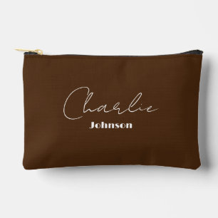 Chic, Minimalist Brown Accessory Pouch