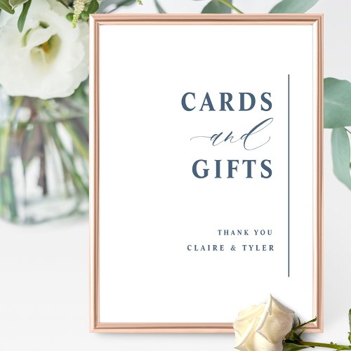 Chic Minimalist Cards and Gifts Blue Wedding Sign 