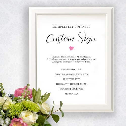 Chic Minimalist Custom All Wedding Signs Template