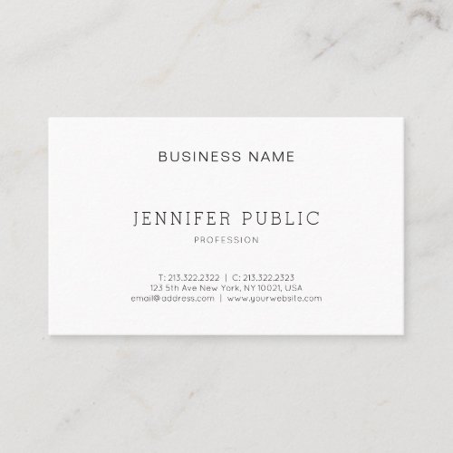 Chic Minimalist Design Modern Professional Plain Business Card