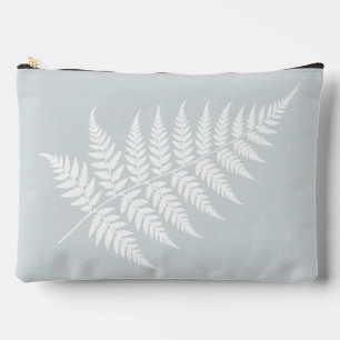 Chic Minimalist Dusty Blue White Fern Large Accessory Pouch