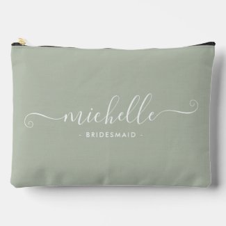 Chic Minimalist Dusty Sage Personalized Bridesmaid