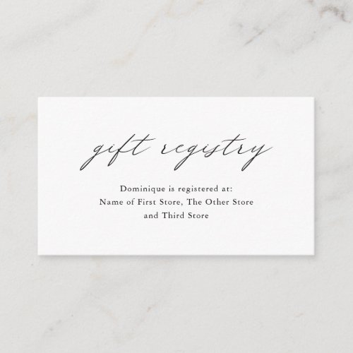 Chic Minimalist Elegant Simple Gift Registry Enclosure Card