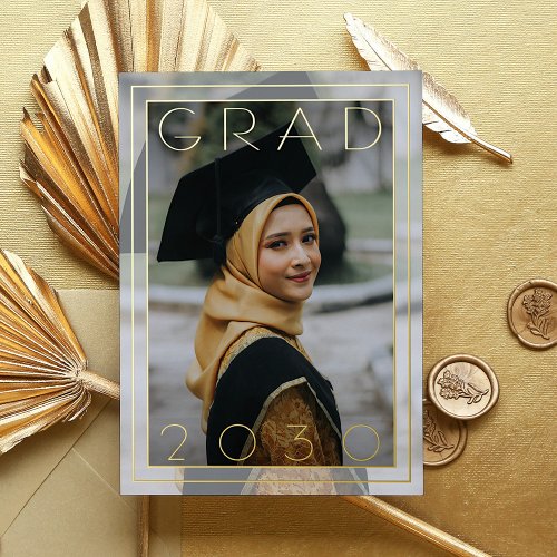 Chic Minimalist Gold Foil Graduation Announcement