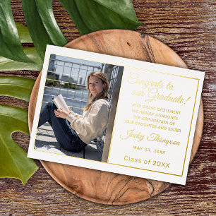 Chic Minimalist Gold Foil Graduation Announcement