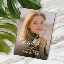 Chic Minimalist Gold Foil Graduation Announcement