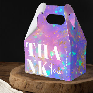 Chic Minimalist Gold Opal Bold Thank You Wedding Favor Boxes