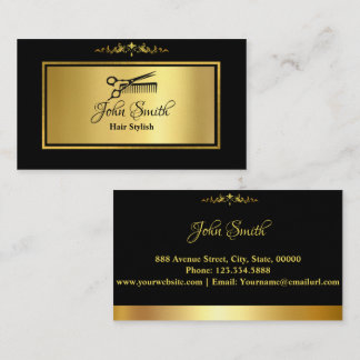 Chic Minimalist Golden Hair Stylist Salon Business Card