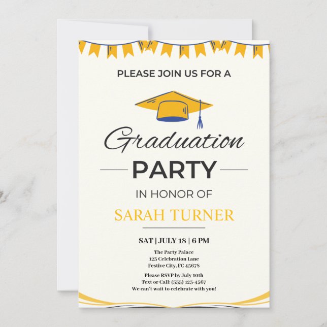 Chic Minimalist Graduation Party Invitation (Front)