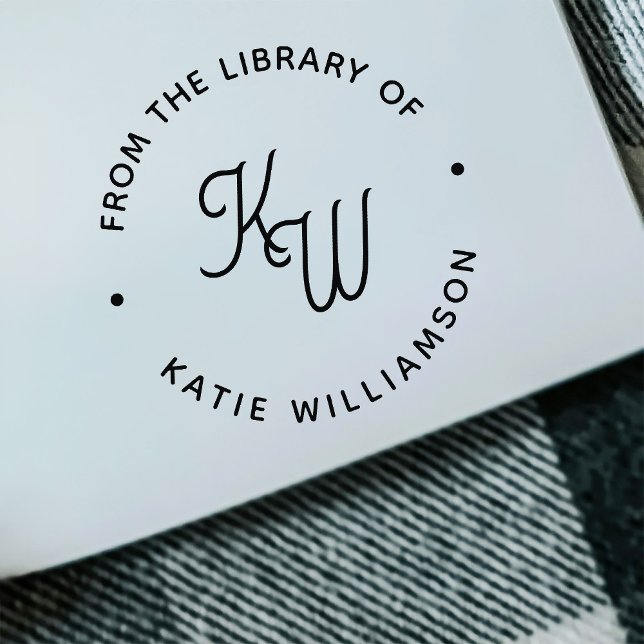 Chic Minimalist Initials Round Typography Library Self-inking Stamp (Creator Uploaded)