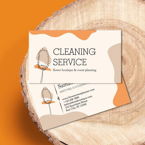 Chic Minimalist Janitorial Handy Mop Cleaning Business Card