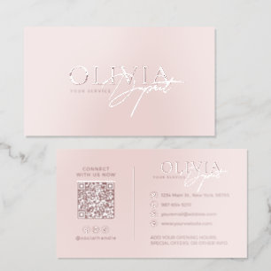 Chic Minimalist Modern Elegant Blush Pink Raised Spot UV Business Card