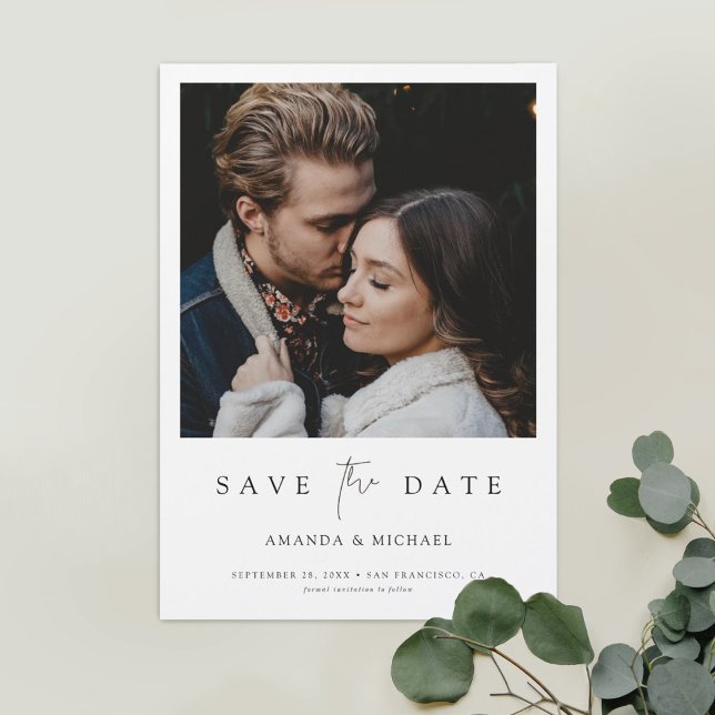 Chic Minimalist Modern Photo Save the Date Magnetic Invitation (Creator Uploaded)
