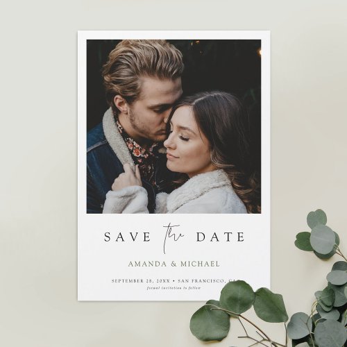 Chic Minimalist Modern Photo Save the Date Magnetic Invitation